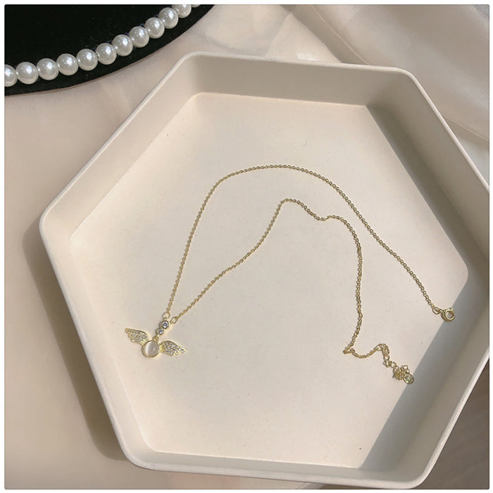 Beautiful Opal Cubic Zirconia Necklaces Pendants Angel Wings Fashion Jewelry