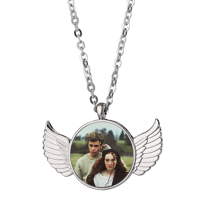 PERSONALISED Necklace Pendant Angel Wings Locket Gift with Photo Picture