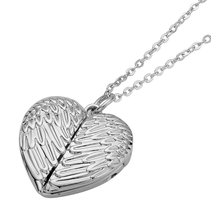 PERSONALISED Necklace Pendant Heart Shape Angel Wings Locket Gift with Photo Picture
