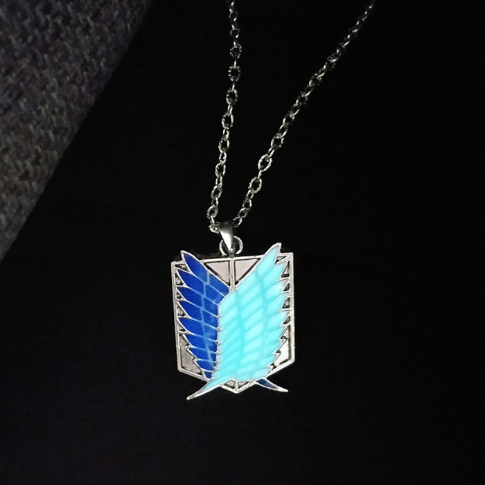 Glow-in-the-dark Shield Angel Wings Necklace Pendant luminous fluorescen Fashion Jewelry
