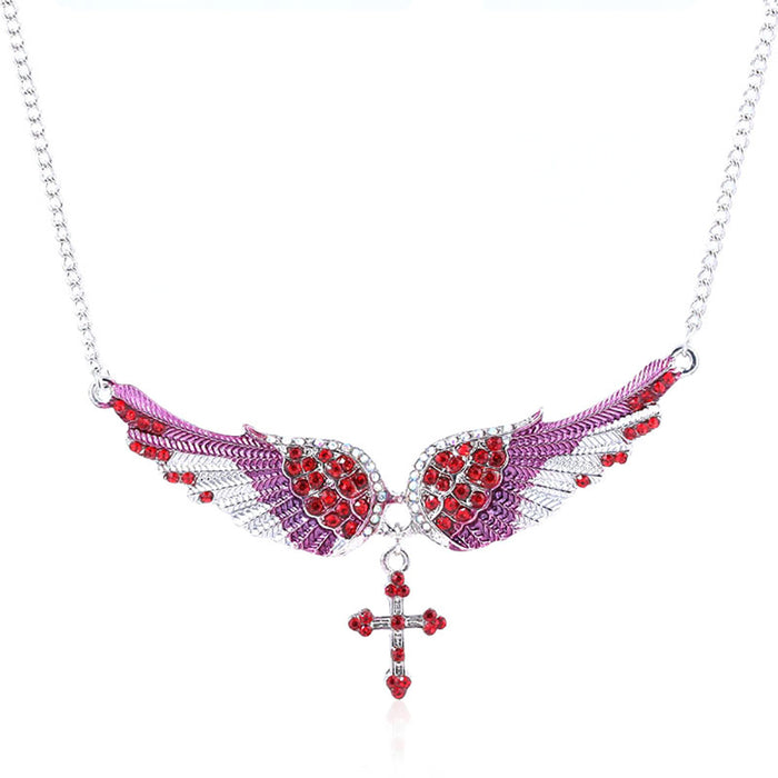 Beautiful Rhinestone Necklaces Pendants Angel Wings Cross Fashion Jewelry