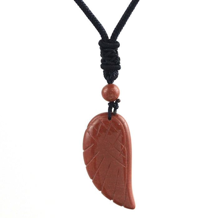 Carved in Natural Crystal Stone Necklace Pendant Gemstone Angel Wings Fashion Jewelry