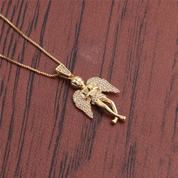 Beautiful Angel Wings Necklace Pendant Cubic Zirconia Angel Girl Fashion Jewelry