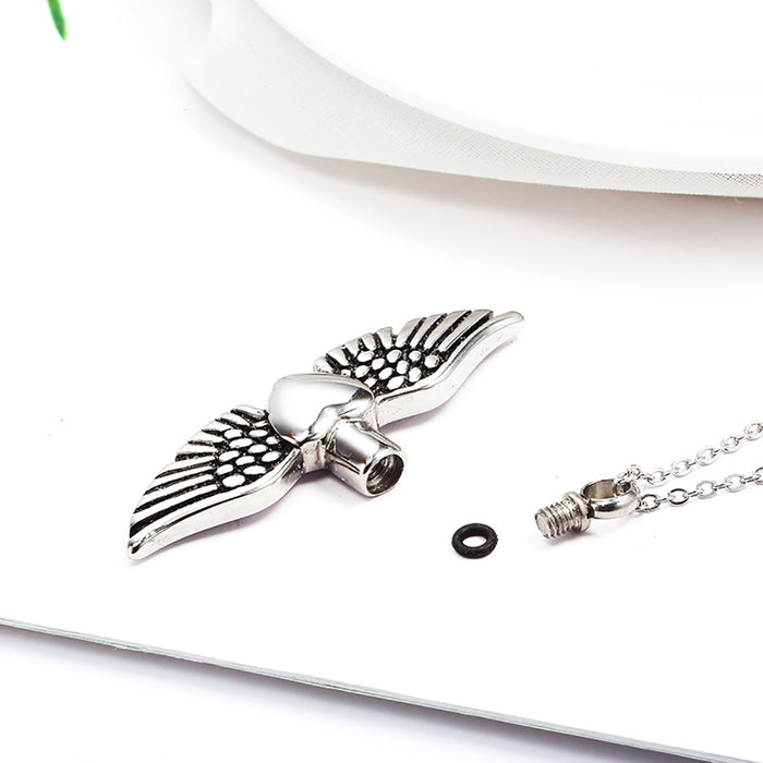 Angel Wings Necklace Pendant Heart Cremation Urn Perfume Bottle Keepsake Jewelry