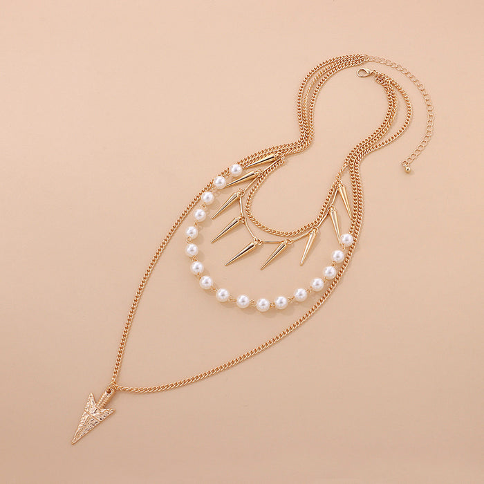 10 PCS lOT Beautiful Arrow Pearl Necklace Pendant Layered Fashion Jewelry