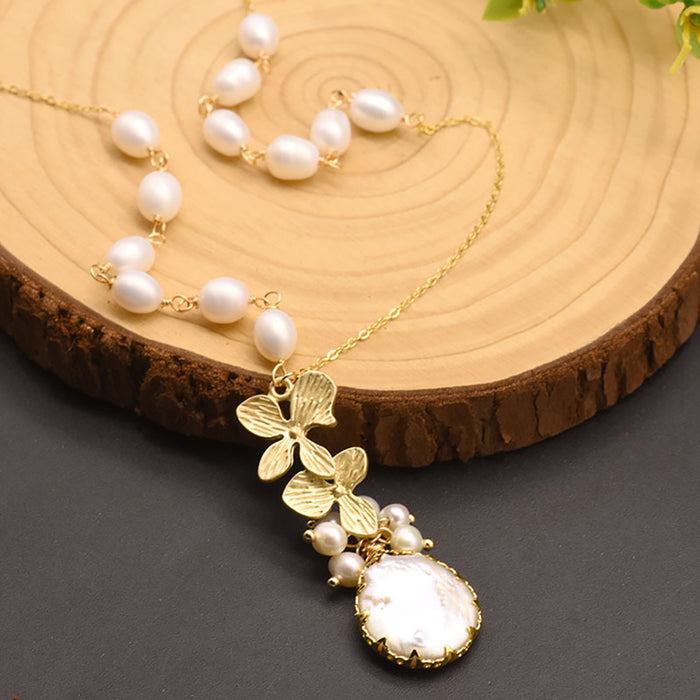 Baroque Natural Freshwater Pearl Necklace Pendant 925 Silver Beautiful Jewelry