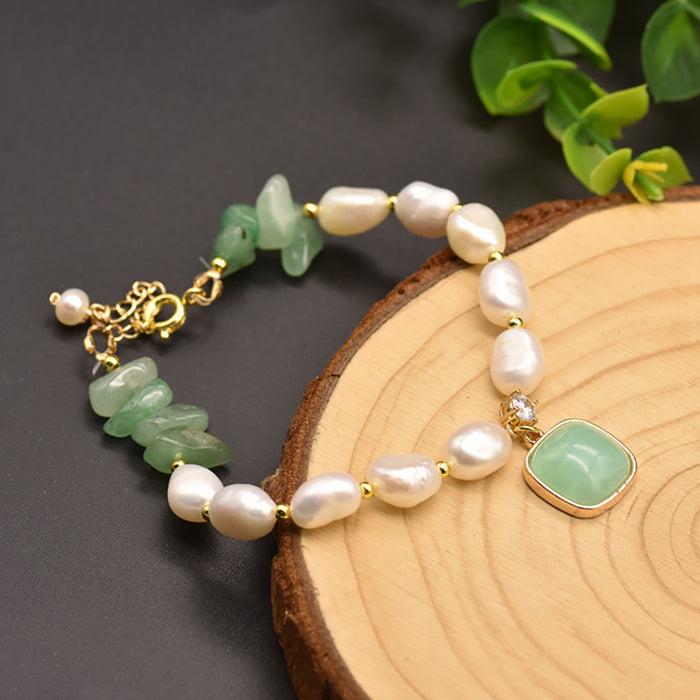 Charm Jade Natural Freshwater Pearl Baroque Bracelet Woman Jewelry Adjustable