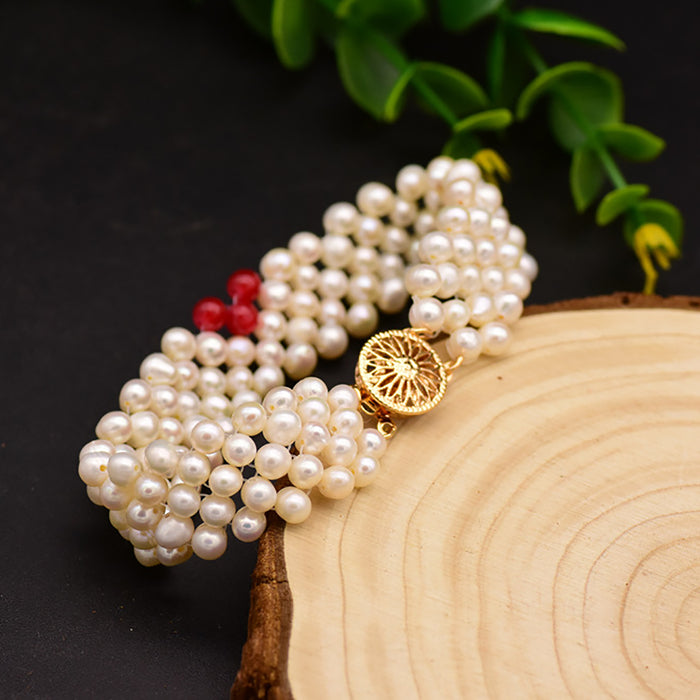 Loving Heart Natural Freshwater Pearl Multilayer Bracelet Woman Fashion Jewelry