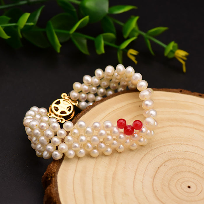 Loving Heart Natural Freshwater Pearl Multilayer Bracelet Woman Fashion Jewelry