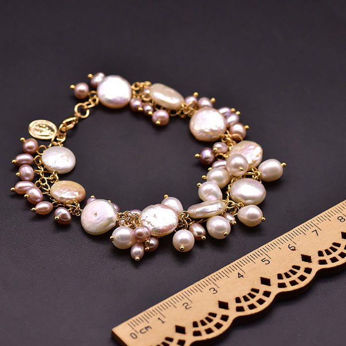 Baroque Natural Freshwater Pearl Multi-Strand Bracelet Woman Luxury Jewelry