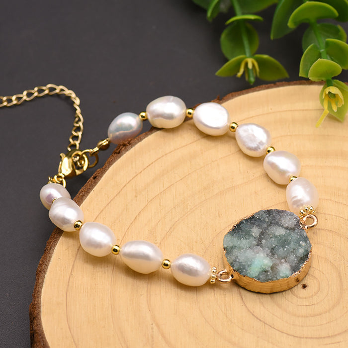 Charm Crystal Baroque Natural Freshwater Pearl Bracelet Women Fashion Jewelry