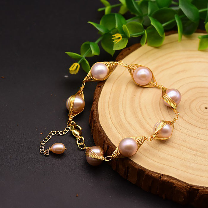Natural Freshwater Pearl Bracelet Handmade Winding Fashion Jewelry Adjustable