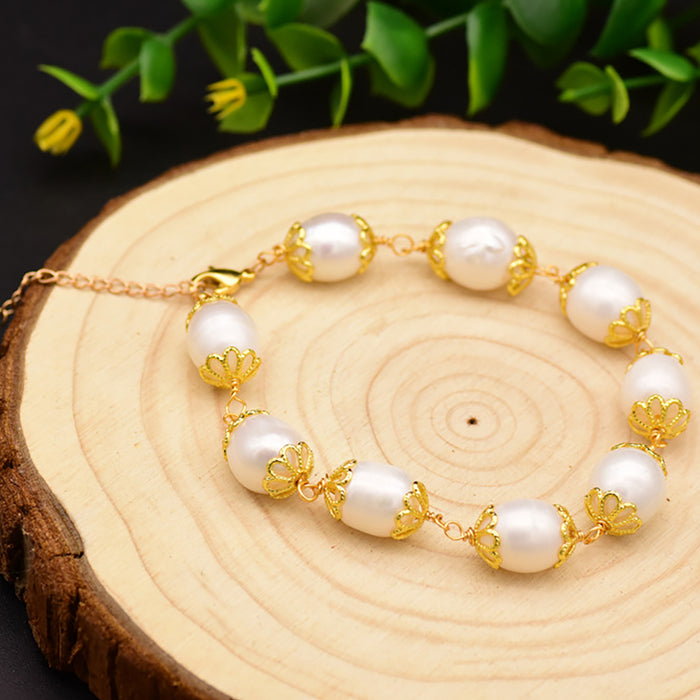 Baroque Natural Freshwater Pearl Bracelet Women Beautiful Jewelry Adjustable