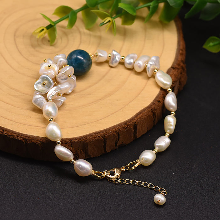 Baroque Natural Freshwater Pearl Kyanit Bracelet Women Fashion Jewelry Gift