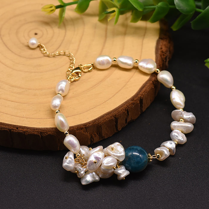 Baroque Natural Freshwater Pearl Kyanit Bracelet Women Fashion Jewelry Gift