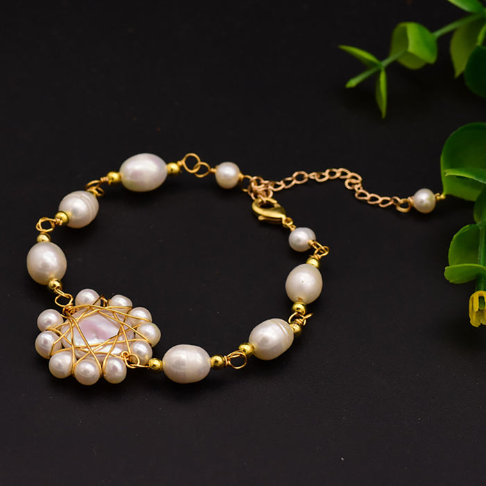 Baroque Natural Freshwater Pearl Heronsbill Bracelet Women Winding Jewelry