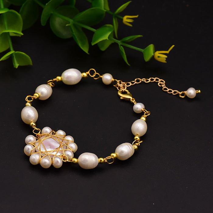 Baroque Natural Freshwater Pearl Heronsbill Bracelet Women Winding Jewelry