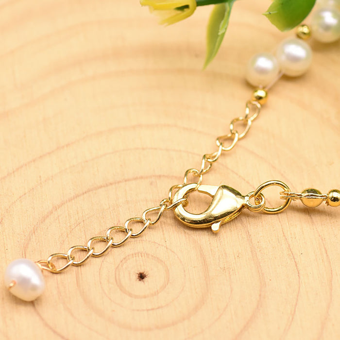 Natural Freshwater Pearl Bracelet Gold Plated Woman Fashion Simple Jewelry