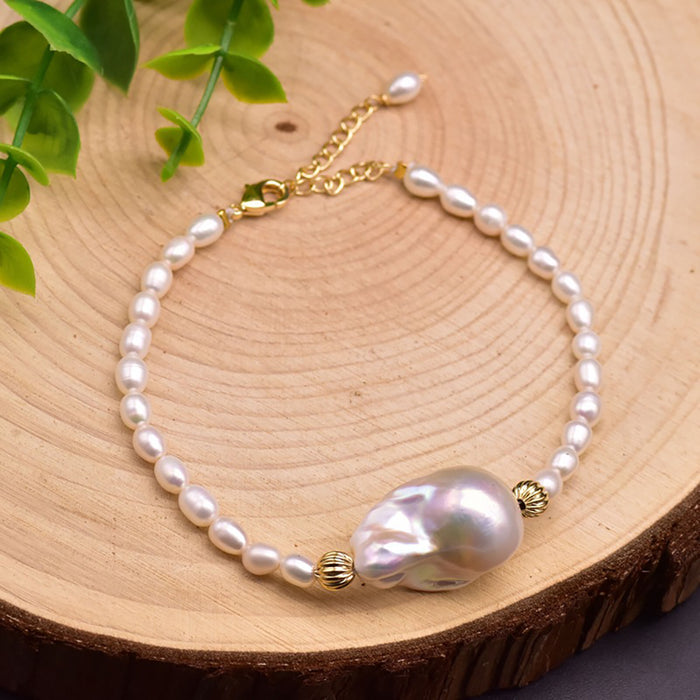 Baroque Natural Freshwater Pearl Bracelet Woman Fashion Statement Jewelry