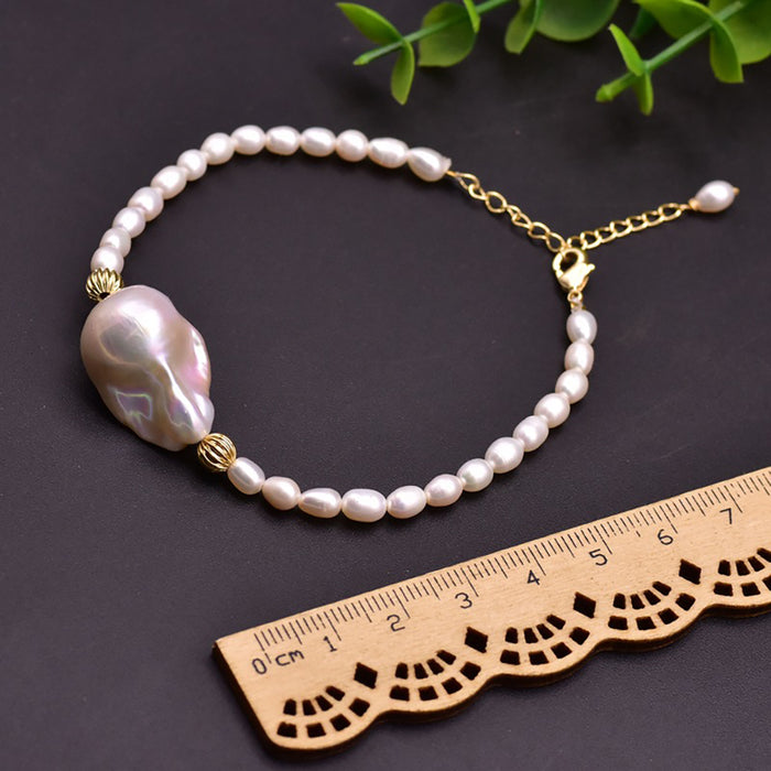 Baroque Natural Freshwater Pearl Bracelet Woman Fashion Statement Jewelry