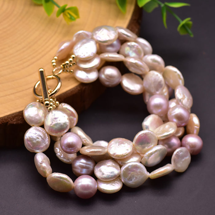 Baroque Natural Freshwater Pearl  Multi-Strand Bracelet Woman Luxury Jewelry