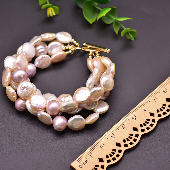 Baroque Natural Freshwater Pearl  Multi-Strand Bracelet Woman Luxury Jewelry