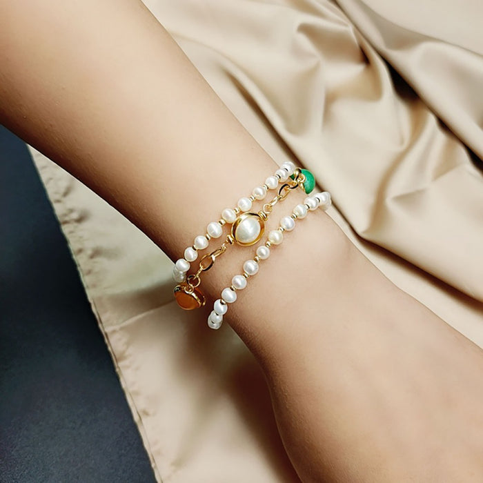 Natural Freshwater Pearl Jade Multilayer Bracelet Women Fashion Jewelry Gift