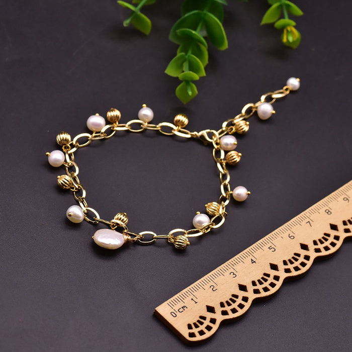 Natural Freshwater Pearl Bracelet Gold Plated Women Fashion Jewelry Adjustable