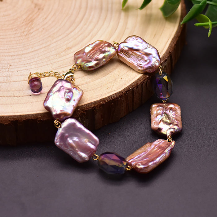 Purple Baroque Natural Freshwater Pearl Bracelet Elegance Women Fashion Jewelry