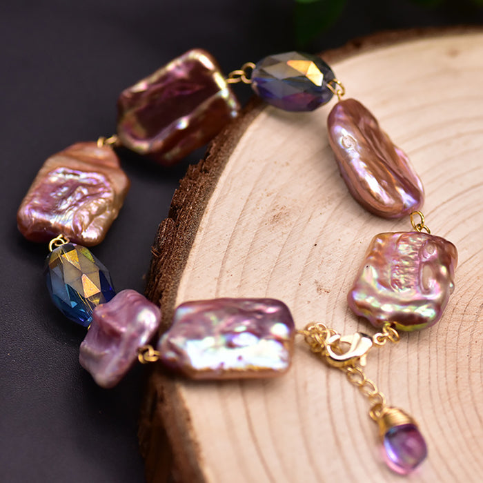 Purple Baroque Natural Freshwater Pearl Bracelet Elegance Women Fashion Jewelry