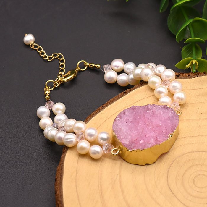Charm Crystal Baroque Natural Freshwater Pearl Bracelet Women Fashion Jewelry