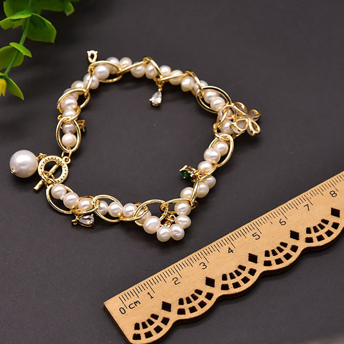 Natural Freshwater Pearl Braided Bracelet Butterfly Women Fashion Jewelry Gift