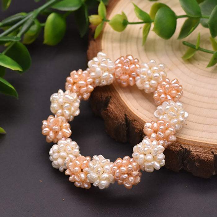 Natural Freshwater Pearl Bracelet Ball-flower Women Fashion Beautiful Jewelry