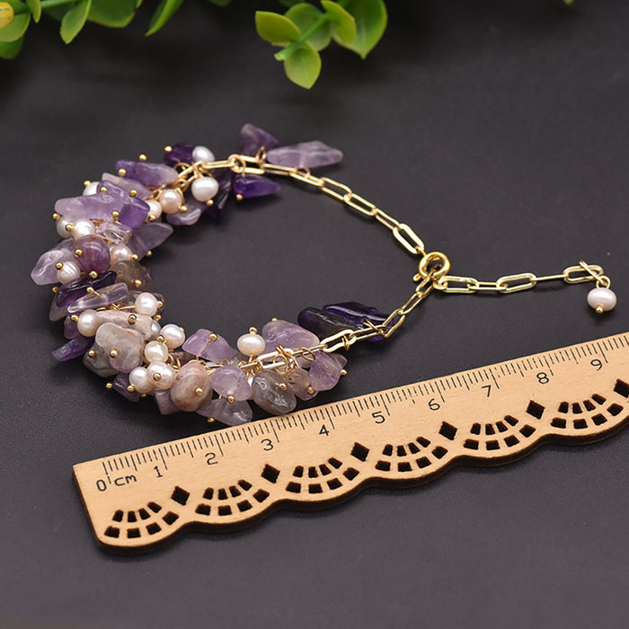 Natural Freshwater Pearl Amethyst Bracelet Women Fashion Statement Jewelry Gift