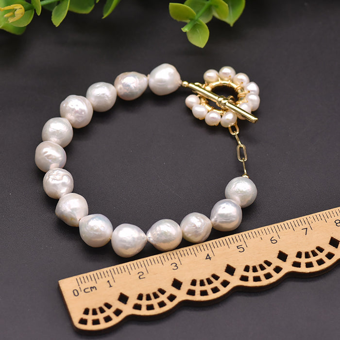 Baroque Natural Freshwater Pearl Bracelet Women Fashion Charm Jewelry 7.9"