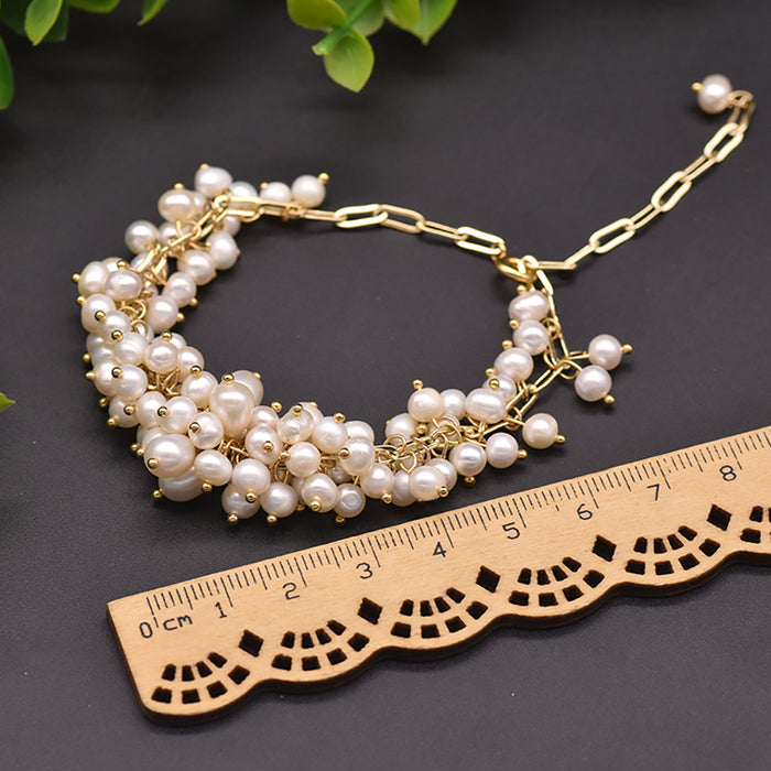 Natural Freshwater Pearl Braided Bracelet Women Fashion Beautiful Jewelry Gift