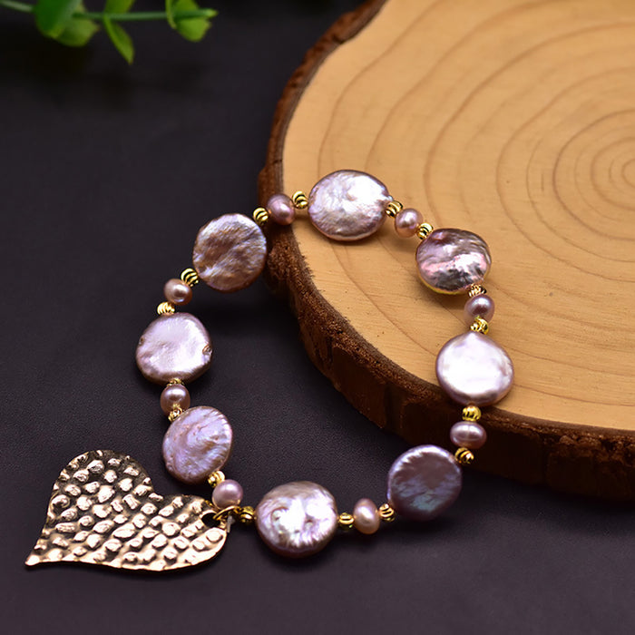 Baroque Natural Freshwater Pearl Bracelet Loving Heart Women Fashion Jewelry