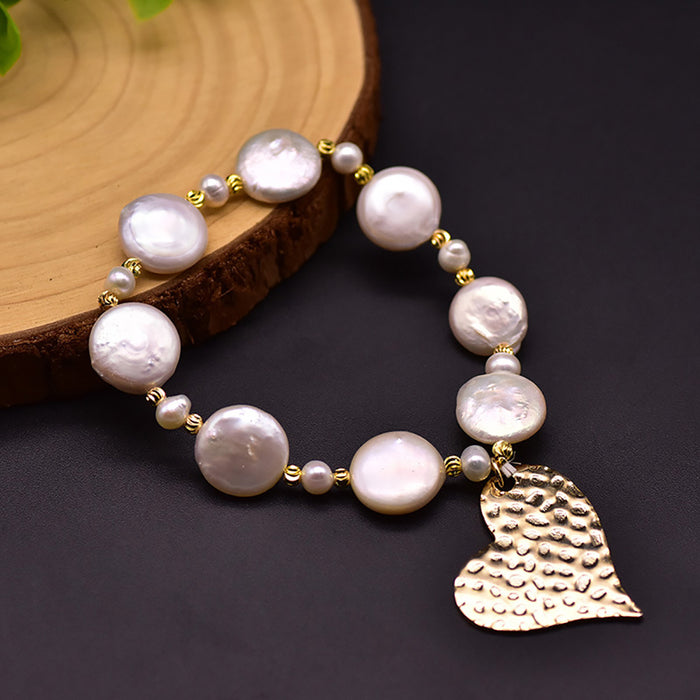 Baroque Natural Freshwater Pearl Bracelet Loving Heart Women Fashion Jewelry