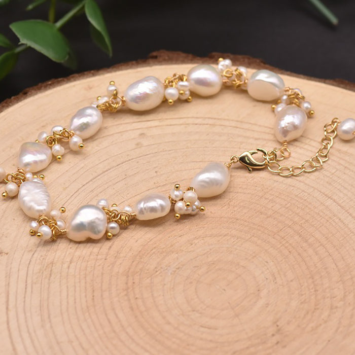 Charm Baroque Natural Freshwater Pearl Bracelet Women Fashion Beautiful Jewelry