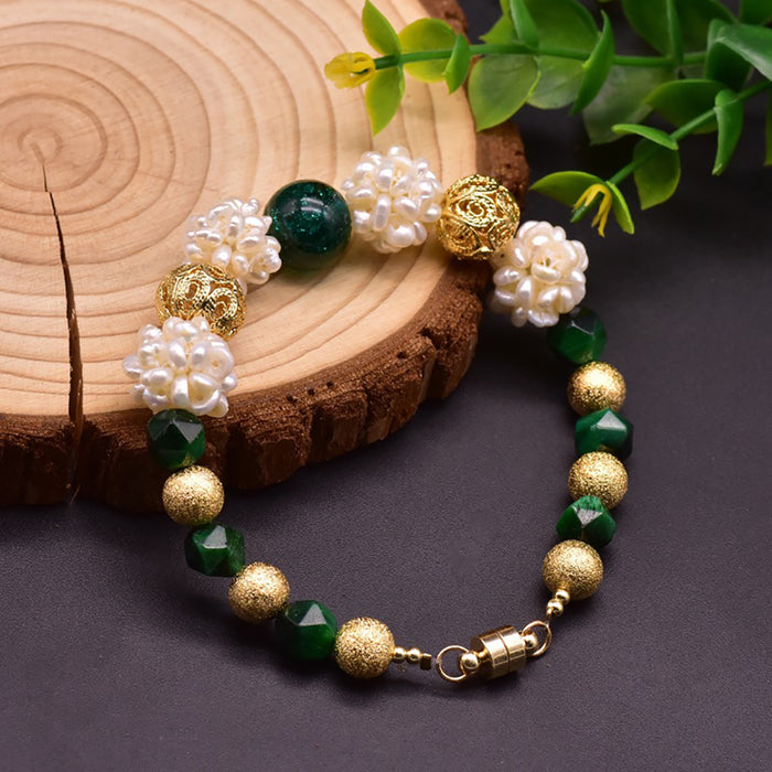 Charm Green Agate Natural Freshwater Pearl Bracelet Magnetic Fashion Jewelry