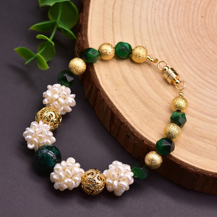 Charm Green Agate Natural Freshwater Pearl Bracelet Magnetic Fashion Jewelry