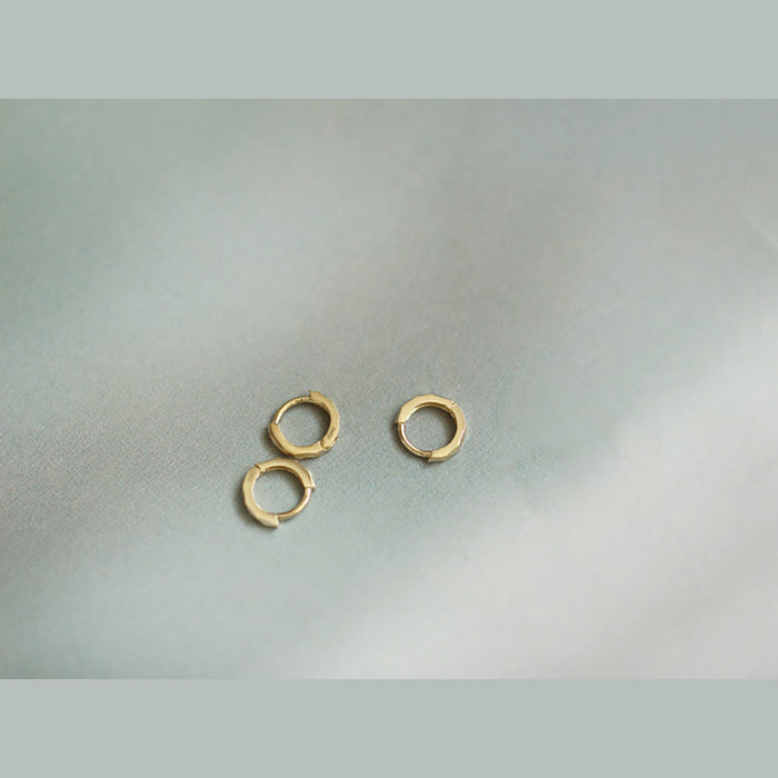 9K Solid Gold Clip-Ons Hoop Earrings Mini Facet Beautiful Jewelry