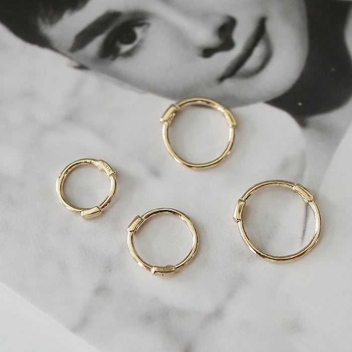 9K 14K Solid Gold Clip-Ons Hoop Earrings Mini Smooth Beautiful Jewelry