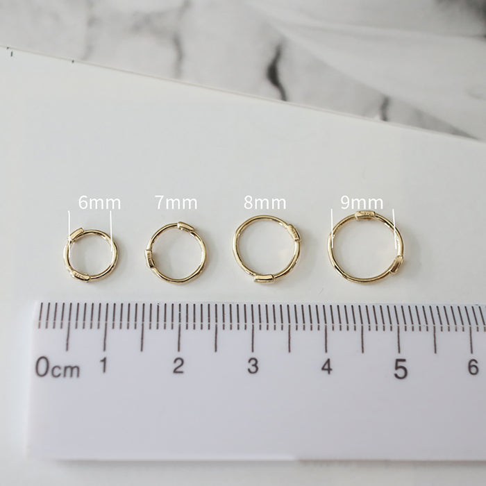 9K 14K Solid Gold Clip-Ons Hoop Earrings Mini Smooth Beautiful Jewelry