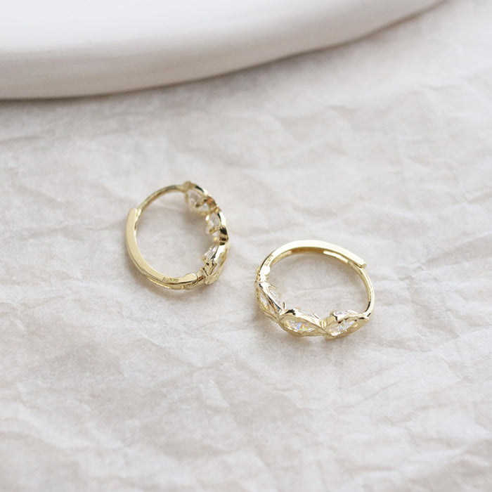 9K Solid Gold AAA Cubic Zirconia Clip-Ons Hoop Earrings Water Drop Charm Jewelry