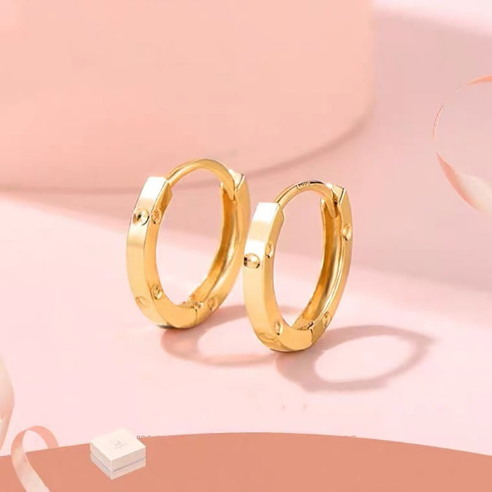 18K Solid Gold Clip-Ons Hoop Earrings Beautiful Charm Jewelry