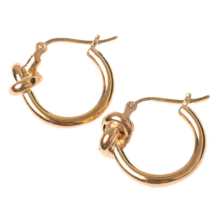 18K Solid Gold Clip-Ons Hoop Knot Round Earrings Beautiful Charm Jewelry