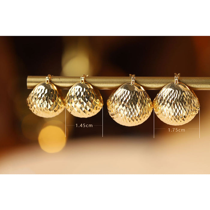 18K Solid Gold Clip-Ons Hoop Acorn Ball Earrings Beautiful Charm Jewelry