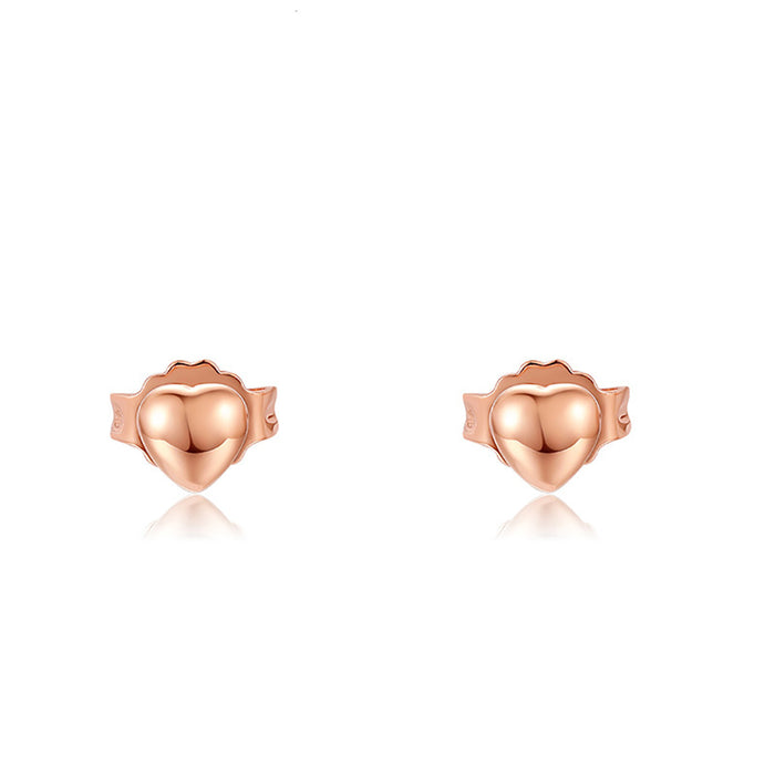 18K Solid Gold Ear Stud Earrings Loving Heart Beautiful Charm Jewelry