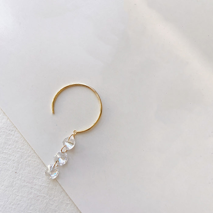 9K Solid Gold Round Cubic Zirconia Ear Hook Earrings Beautiful Charm Jewelry